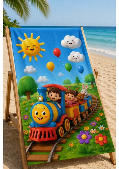 Plaj Havlusu Çocuk Koleksiyonu Premium Özel Tasarım Hızlı Kuruyan Mikrofiber Havlu 75x150 Cm Kırmızı