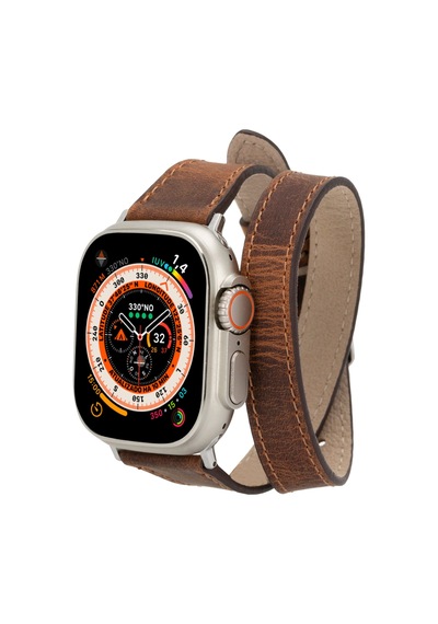 Alpıne Slim Double Tour Heritage Saddle Hakiki Deri Apple Uyumlu Watch Kordonu - 44/45/46/49mm