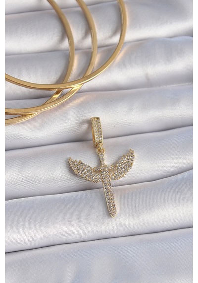 Pirinç Gold Renk Zirkon Taşlı Mikail Model Ajda Charm - Çok Renkli