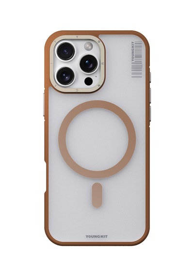 Apple iPhone 16 Pro Uyumlu Kılıf Magsafe Şarj Özellikli Youngkit Rock Sand Serisi Kapak Gold