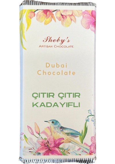Çıtır Kadayıflı Antep Fıstığı Dolgulu Sütlü Tablet Çikolata 200gr Dubai Çikolatası