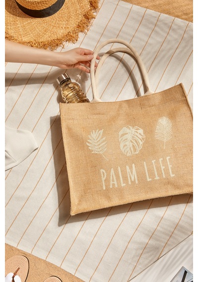 Ocean Home Textile Palm Life Jüt Çanta 42 x 35 x 12 CM