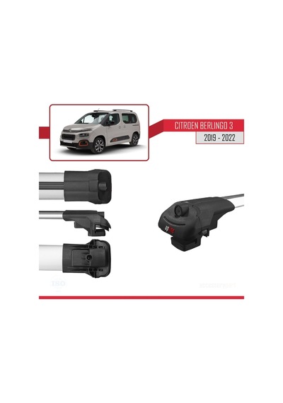 Citroen Berlingo 2019-2022 Arası İle Uyumlu Ace-1 Ara Atkı Tavan Barı Gri 4 Adet Bar