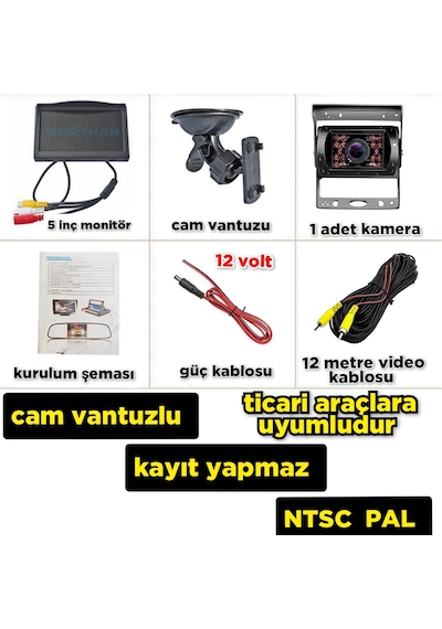 Ticari Araçlara 5 İnç Monitör Ve 1 Ad Metal Kasa Kamera Kayıtsız
