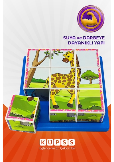 6 Farklı Safari Hayvanları Eğitici Küp Puzzle 3d Yapboz 3 4 5 6