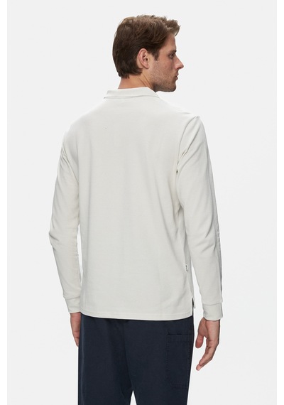 Ucla Maxwell Bej Polo Yaka Baskılı Standard Fit Erkek Sweatshirt Bej