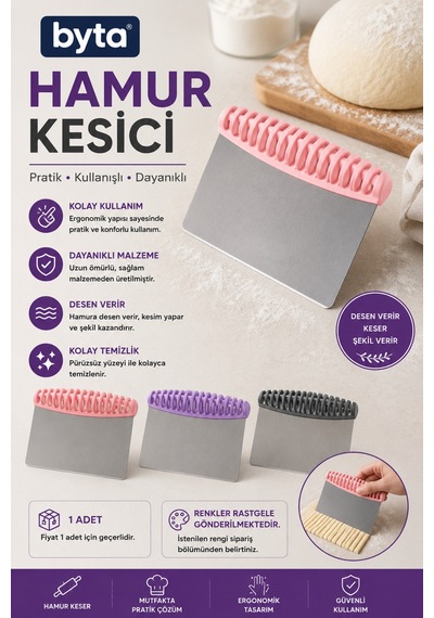Paslanmaz Çelik Hamur Kesici Spatula Ergonomik Saplı Hamur Kazıyıcı 1 Adet Diğer