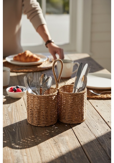 Akayev Rattan İkili Kaşıklık Kahverengi