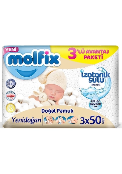 Molfix Yenidoğan İzotonik Sulu Islak Havlu 150 Yaprak