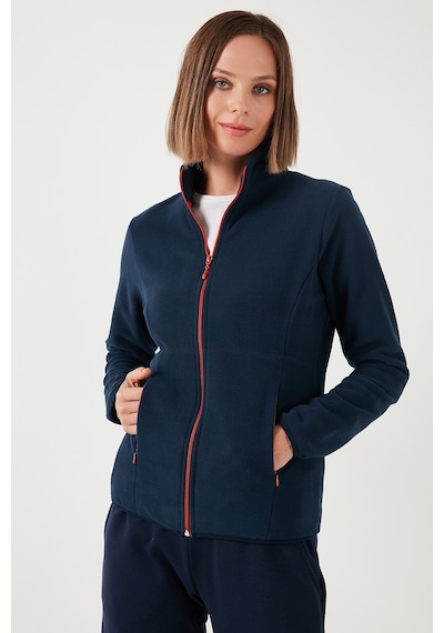 Lela Slim Fit Anti-Pilling Tüylenme Yapmayan Fermuarlı  Polar Bayan Hırka 5907012 Lacivert