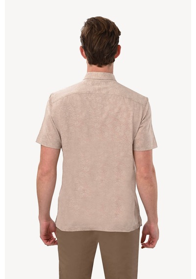 Erkek Bej Regular Fit Desenli Polo Yaka Tshirt