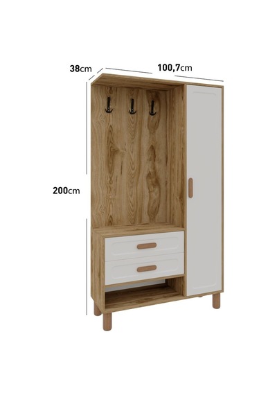 Flora Portmanto 2 Çekmeceli 8 Bölmeli Mdf Membran Kapaklı Metal Ayaklı Vestiyer - Aytaşı Ceviz Beyaz Flora Portmanto 2 Çekmeceli 8 Bölmeli Mdf Membran Kapaklı Metal Ayaklı Vestiyer - Aytaşı Ceviz Beyaz