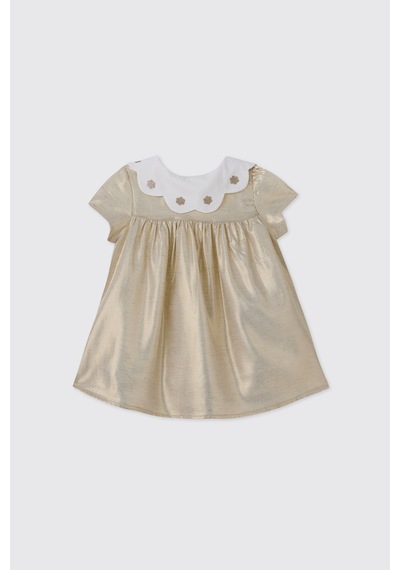 Panço Kız Bebek Yaka Detaylı Gold Elbise 2611gb26006 Sarı