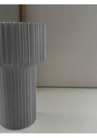 Alvera Modern Dekoratif Çiçek Vazosu Minimal Silindir Tasarımlı Masaüstü Vazo, Ev Ve Ofis Dekoru - Gri