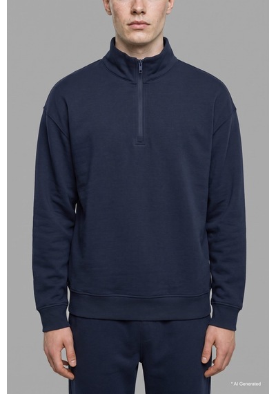 Defacto Boxy Fıt Dik Yaka Skuba Kumaş Uzun Kollu Sweatshirt E9363ax26aunv146 Lacivert-nv146