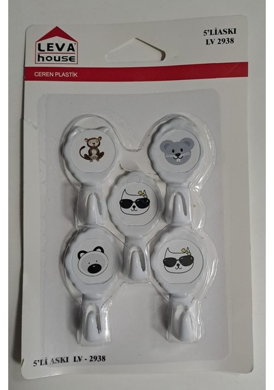 Leva Yapışkanlı Askı 5 Li Hanger Lv-2938 Karışık Desen Diğer
