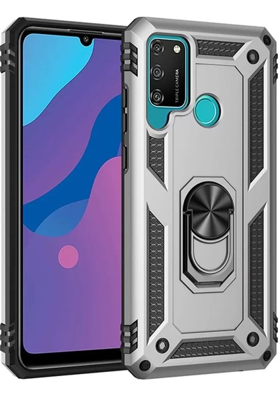 Newface Huawei Y6p Kılıf Sofya Yüzüklü Silikon Kapak - Gümüş