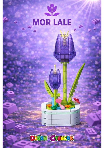 Mikro Blok Kristal Mor Lale Çiçek  Setleri Mini - Çiçek- Blossom Çiçek