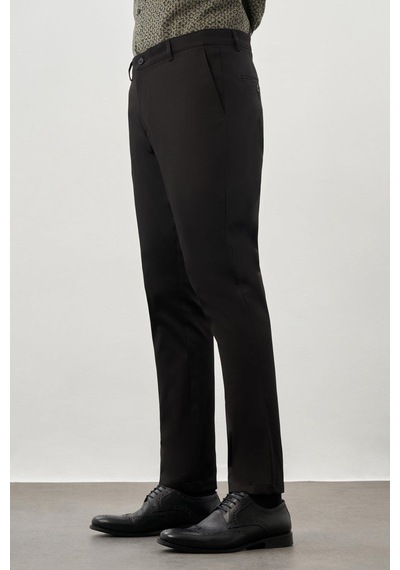 İmza Siyah Düz Armürlü Pamuklu Yan Cep Comfort Fit Casual Pantolon 1003245169 Siyah