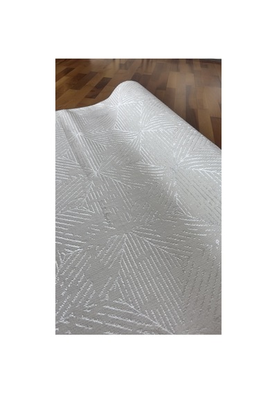 Badelya Home Krem Saten İnce Sık Dokuma Parlak Yüzey Kaymaz Özel Kesim Salon Koridor Halısı Yolluk