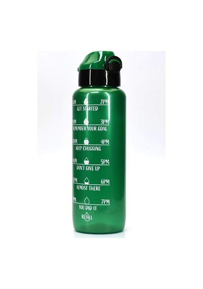 Su Matarası Tritan Geniş Ağız Su Şişesi Motivasyon Spor Matarası Suluğu Bpasız 1000 Ml Yeşil T0103