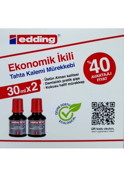 Bt 30 Beyaz Yazı Tahtası Kalemi Yedek Mürekkep 2'li Kutu, Siyah Çok Renkli