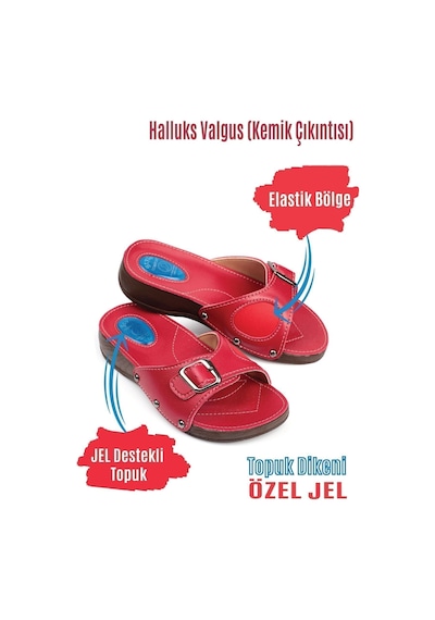 Comfort Style Kadın Bordo Ortopedik Halluks Ve Topuk Dikeni Terliği Kemik Çıkıntısı Terliği Kırmızı