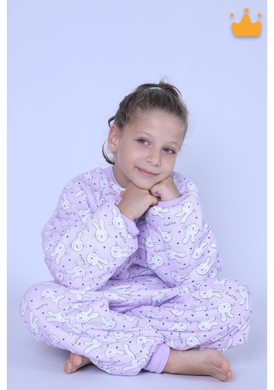 Babyhola 2.5 Tog Yorgan Gerektirmeyen Kalın Elyaf Dolgulu Çocuk Uyku Tulumu Pamuk Astarlı Unisex 6020 Mor
