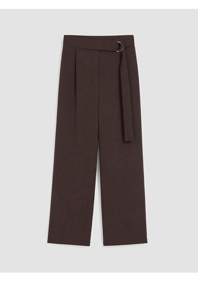 Lcw Everyday Kahverengi Beli Kemerli Pileli Kadın Krep Pantolon