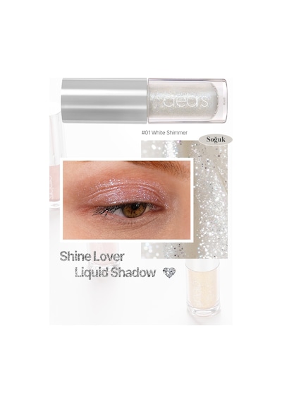 Cre'ars Yoğun Işıltılı, Prizmatik Yapılı Likit Far Shine Lover Liquid Shadow 01 White Shimmer