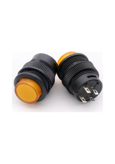 10 ADET IC-180C 16MM KALICI BUTON LEDLİ PLASTİK SARI RENK