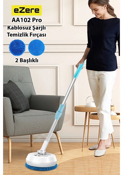 Ezere Aa102 Pro Teleskopik Kablosuz Döner Temizlik Fırçası Cam Tavan Zemin Uyumlu- 5775