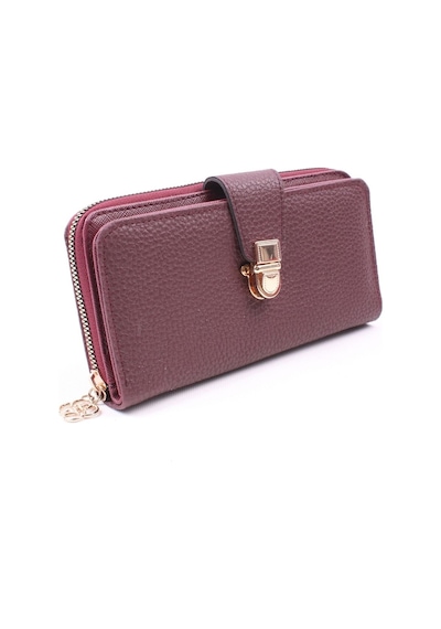 Galb Leather Büyük Boy 2 Fermuarlı Bozuk Para Bölmeli Kağıt Para Bölmeli 6 Kart Bölmeli Kadın Cüzdan 19x10 Cm Bordo