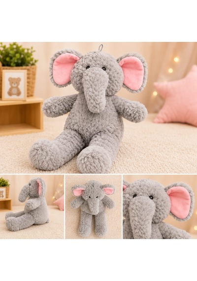 Fil Peluş 60 Cm Açık Gri