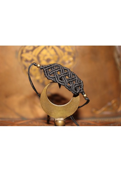 El Yapımı Mikro Makrome İkili Bileklik Mor - Siyah