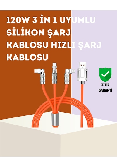 120 W Hızlı Çözüm Sunan 3'ü 1 Usb Şarj Kablosu Sağlam Gövde Diğer