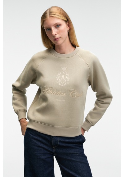 ETHIQUET MIRE AN Kadın Baskılı Yuvarlak Yaka Regular Fit Taş Rengi Sweatshirt