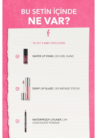 Flormar Cherry Cola Lips Dudak Makyaj Seti 3'lü