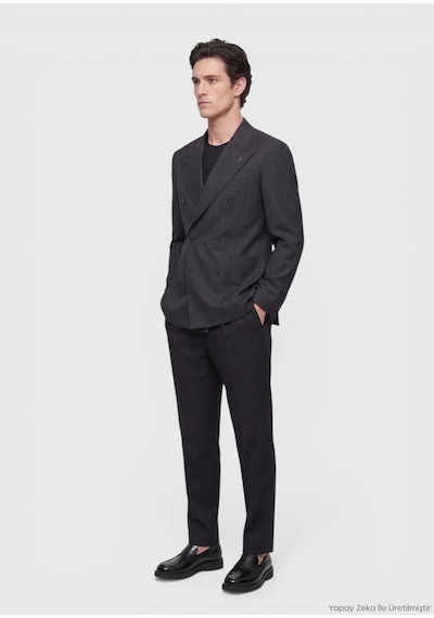 Ramsey Siyah Relaxed Fit %100 Keten Ceket