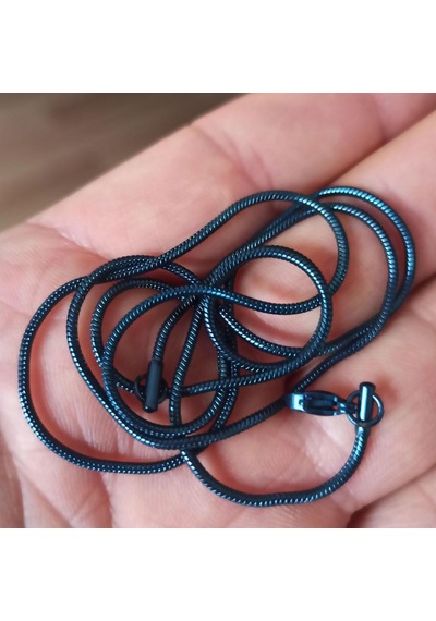 Snake Yılan Model Mavi Erkek Çelik Kolye Zincir Yuvarlak Model (533604248) Çelik
