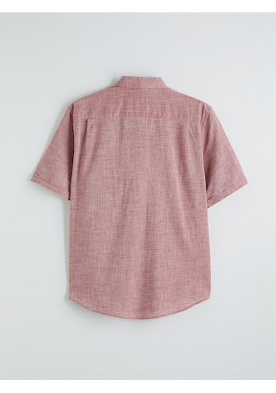 Lcwaıkıkı Classic Bordo Regular Fit Keten Karışımlı Erkek Gömlek