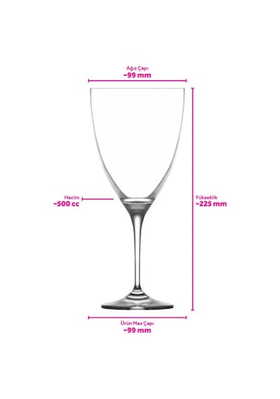 Lav Vivo Cam Goblet 6'lı 500 ml Ayaklı (Kırmızı Şarap Kadehi , Kokteyl Bardağı)