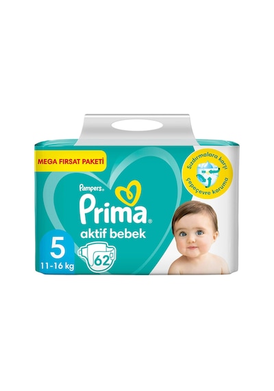 Prima Pampers Aktif Bebek Mega Fırsat Paketi Bebek Bezi 11-16 KG 5 Beden 62 Adet