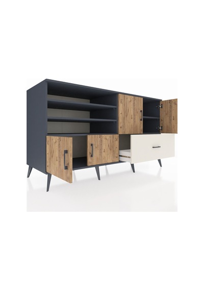 Kronos Konsol 5 Raflı Tek Çekmeceli 4 Kapaklı 176x59x99 Antrasit- Antrasit-çam/aytaşı Kronos Konsol 5 Raflı Tek Çekmeceli 4 Kapaklı 176x59x99 Antrasit- Antrasit-çam/aytaşı