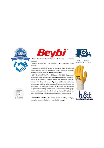 Beybi Elk1 (Kn1) Nitril Kaplama Iş Eldiveni No:10 "60 Çift"