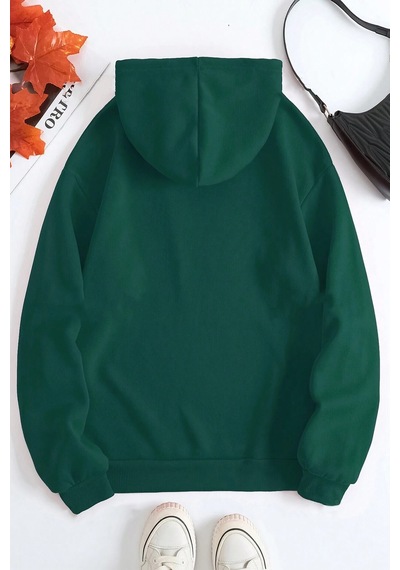 Breaking Baskılı Oversize Sweatshirt Yeşil