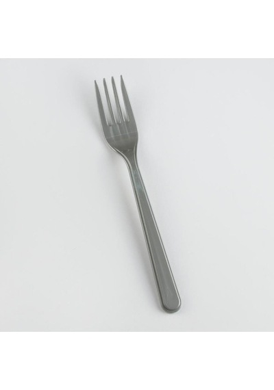 Plastik Gri Renkli Lüx Parti Doğum Günü Çatal - 18 Cm. - 25 Adetlik Paket Gri