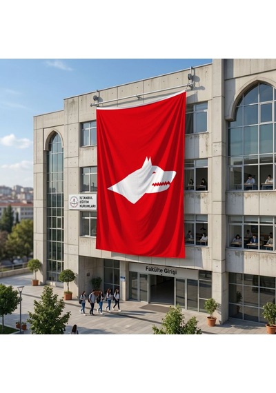 Kırmızı Beyaz Göktürk Bayrağı 140gr Premium Raşel Kumaş 6x9 Metre Diğer