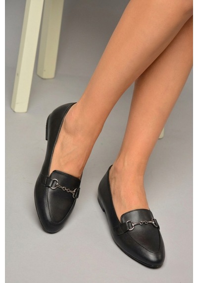Fox Shoes Y290110009 Siyah Toka Detaylı Günlük Kadın Babet Siyah