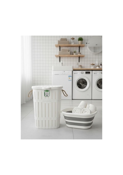 65 Lt Halatlı Kirli Çamaşır Sepeti Ve 27 Lt Katlanabilir Çamaşır Selesi İkili Set Banyo Düzenleyici Beyaz - 833546580 Beyaz 65 Lt Halatlı Kirli Çamaşır Sepeti Ve 27 Lt Katlanabilir Çamaşır Selesi İkili Set Banyo Düzenleyici Beyaz - 833546580 Beyaz